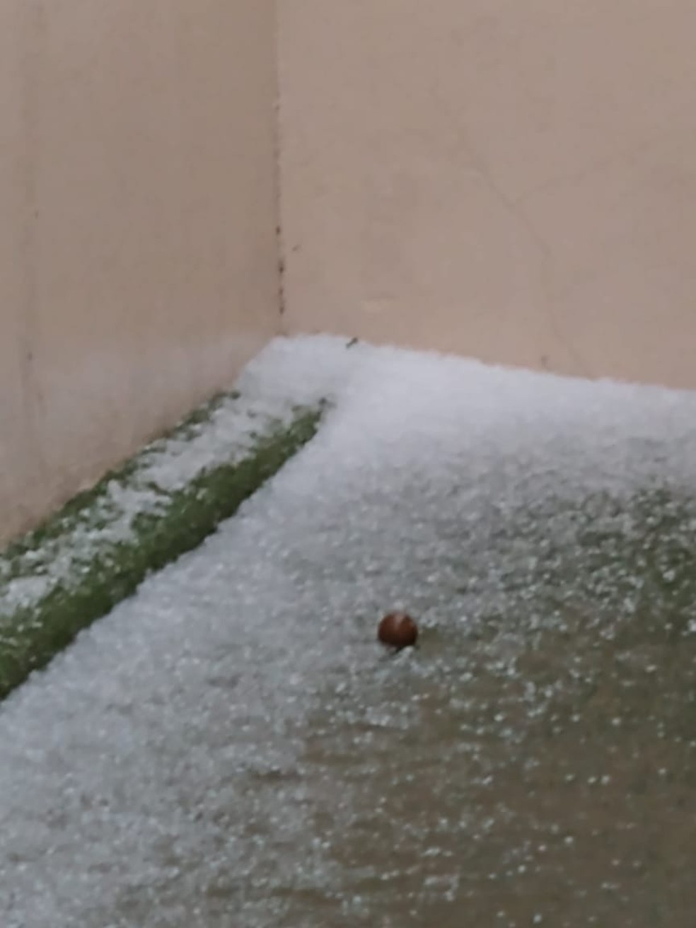 Morador registrou queda de granizo no Jardim dos Oliveiras, em Campinas (SP) — Foto: Fabrício Petrocco