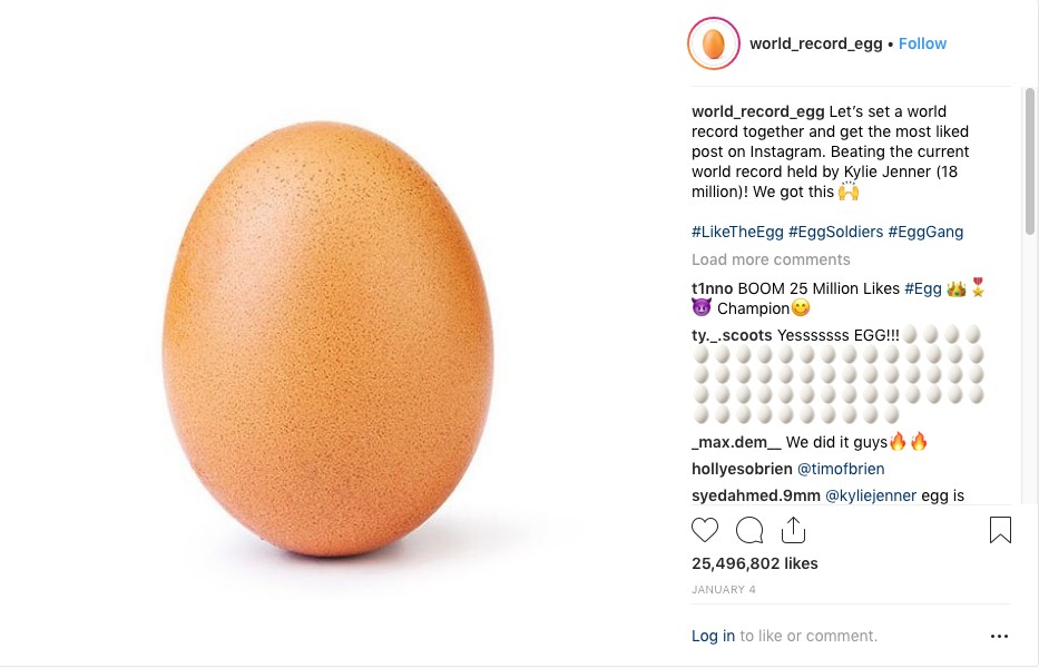 O post com o ovo que bateu o recorde de curtidas de Kylie Jenner  (Foto: Instagram)