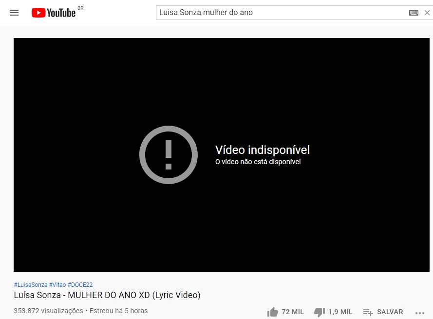 Vídeo de Luisa Sonza é censurado no YouTube (Foto: Reprodução/Instagram)