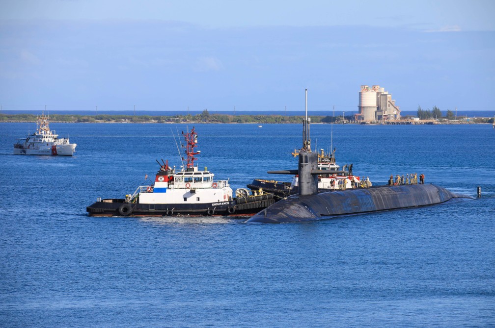 A aparição do submarino USS Nevada em Guam pode ser uma mensagem à China — Foto: US NAVY