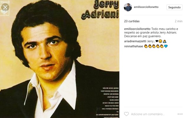 Morte de Jerry Adriani repercute na web (Foto: Reprodução/Instagram)