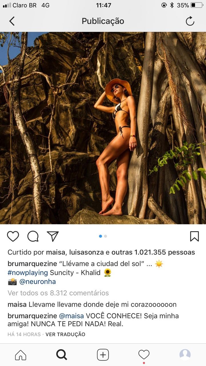 Bruna Marquezine e Maisa interagem (Foto: Reprodução / instagram)
