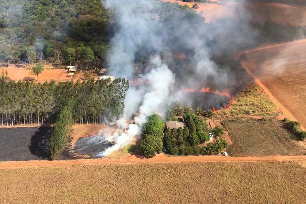 Foto, do departamento de bombeiros de Mato Grosso, mostra incêndio no Pantanal no dia 29 de julho. — Foto: MATO GROSSO FIREFIGHTERS DEPARTMENT / AFP