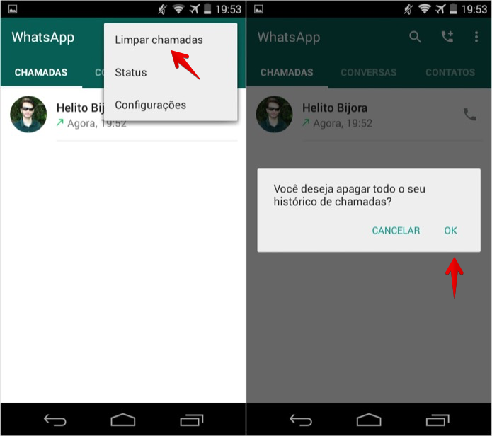 Como limpar os registros de chamadas do WhatsApp do Android (Foto: Helito Bijora/TechTudo) Como limpar os registros de chamadas do WhatsApp do Android (Foto: Helito Bijora/TechTudo)