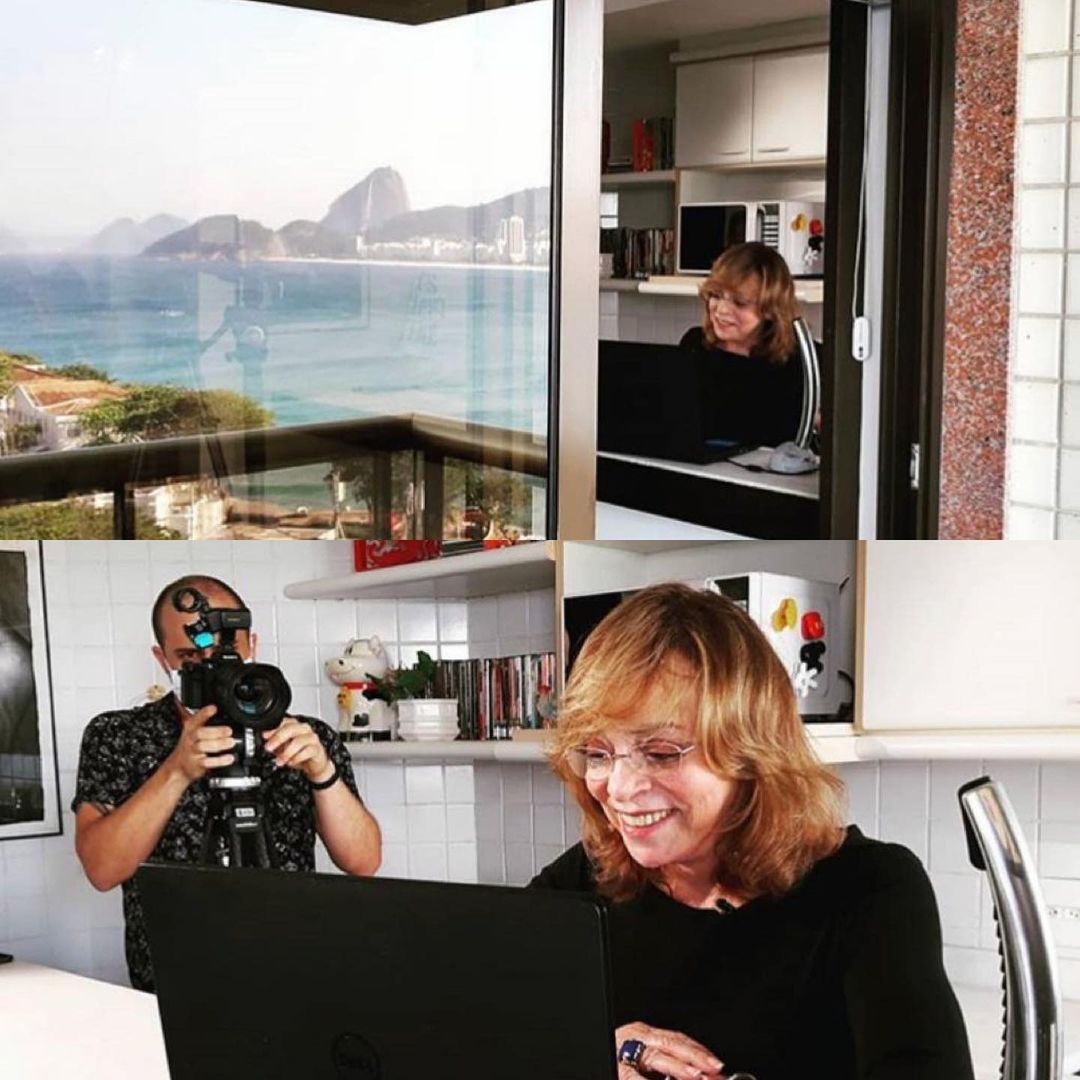Glória Perez durante as gravações do Globo Repórter Especial 70 Anos de TV (Foto: Reprodução/Instagram)