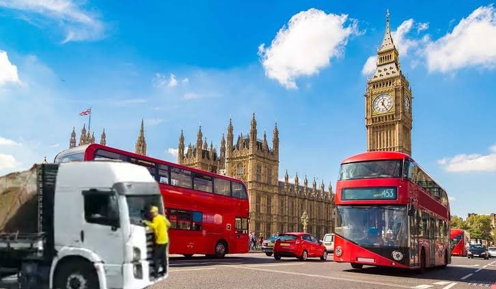 Montagem mostra caminhão em Londres — Foto: Reprodução