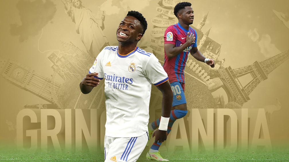 Carrossel Gringolândia La Liga Vini Jr Vinicius Junior Ansu Fati Real Madrid Barcelona — Foto: Infoesporte/ge.globo