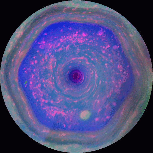 Hexágono do planeta Saturno em movimento (Foto: NASA/JPL-Caltech/SSI/Hampton University)