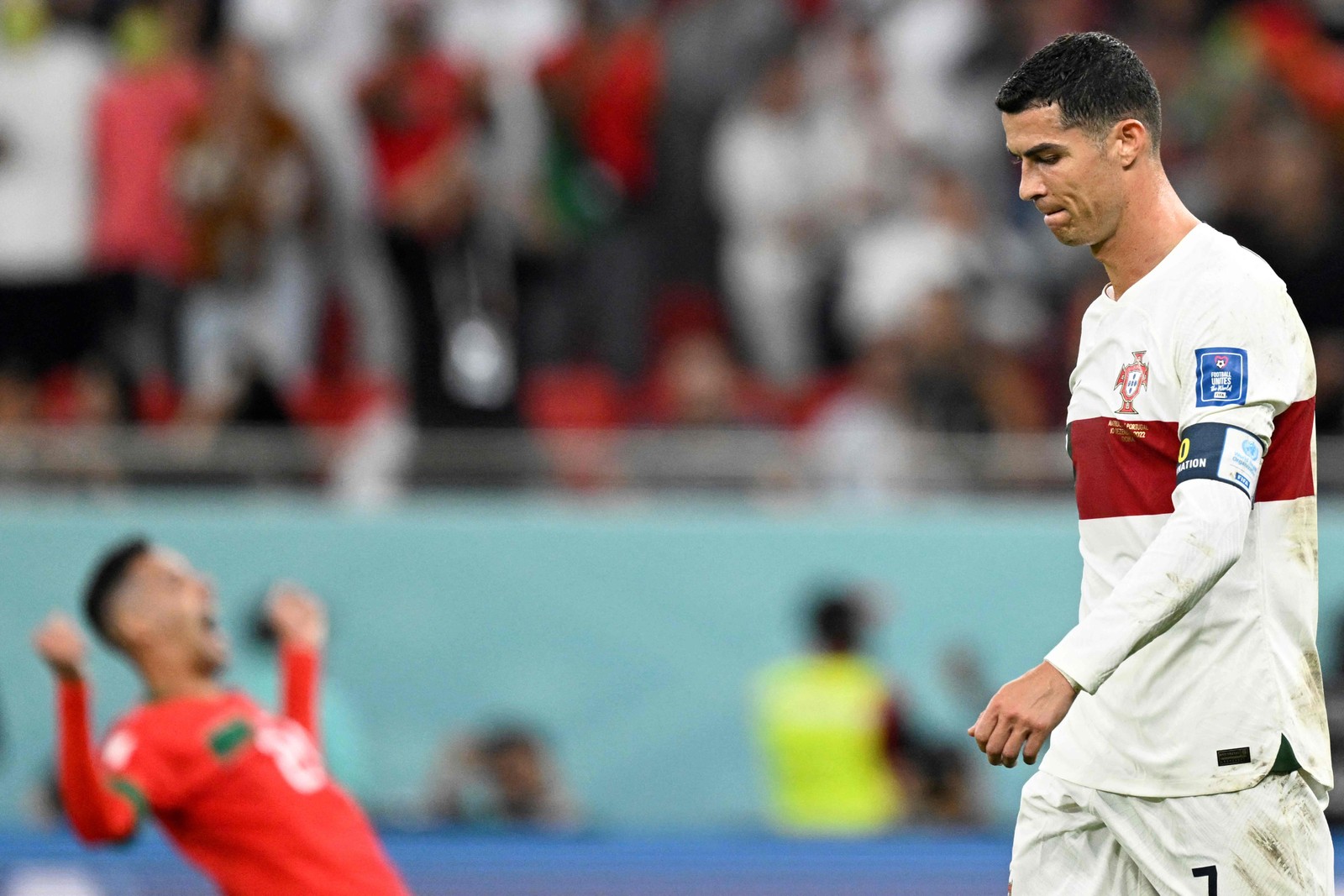 Marrocos elimina Portugal nas quartas por 1 a 0 — Foto: PATRÍCIA DE MELO MOREIRA/AFP