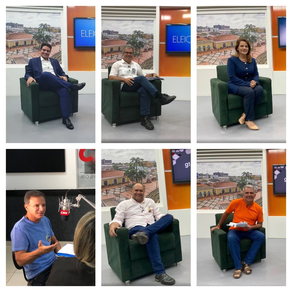Seis candidatos ao governo do Acre participam do debate da Rede Amazônica nesta terça (27) — Foto: Arte/g1