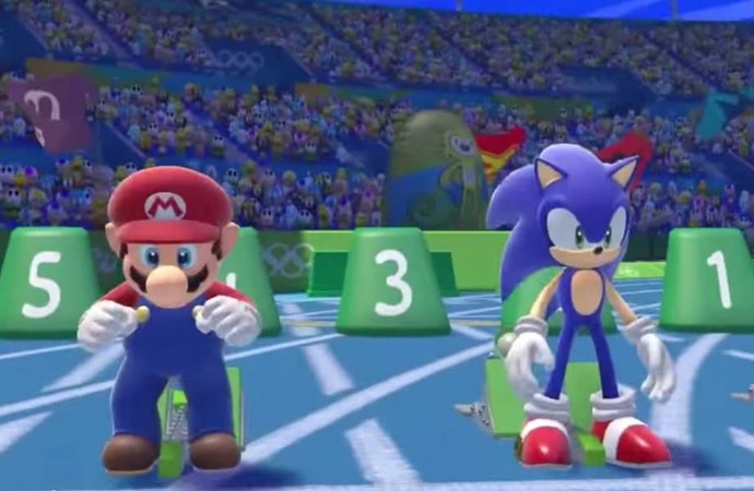 Mario e Sonic em game das Olimpíadas de 2012