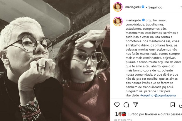 Maria Gadu e a namorada, Ana Paula Popi (Foto: Reprodução/Instagram)