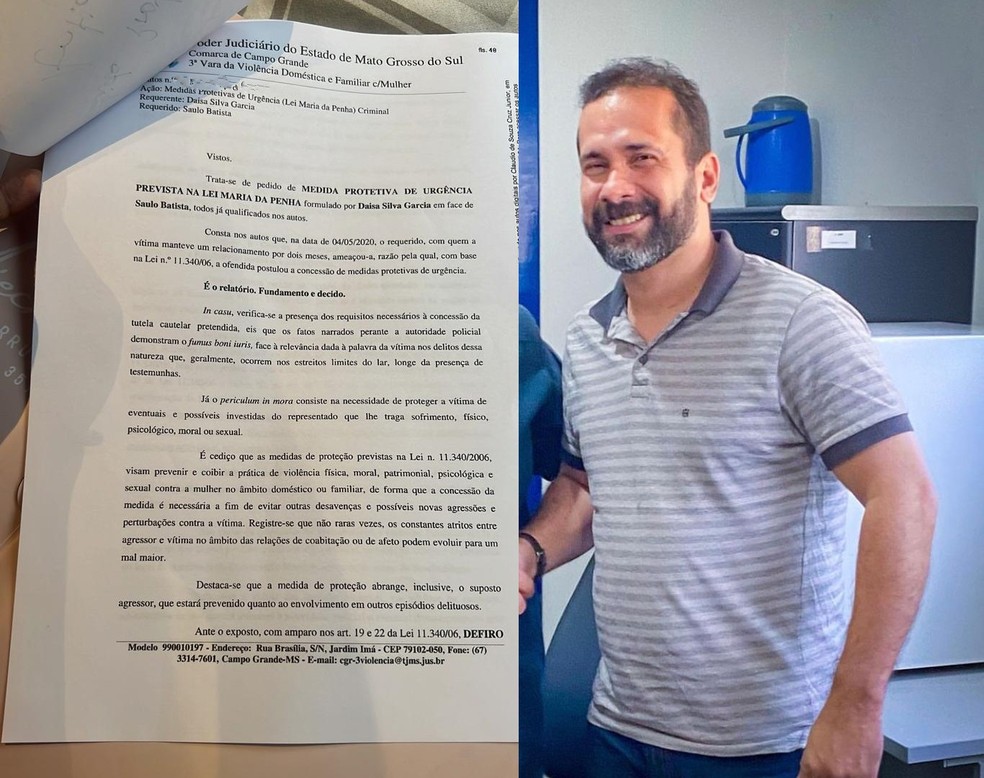 O candidato diz não ter recebido a informação da medida protetiva.  — Foto: Redes Sociais e Arquivo Pessoal/Reprodução