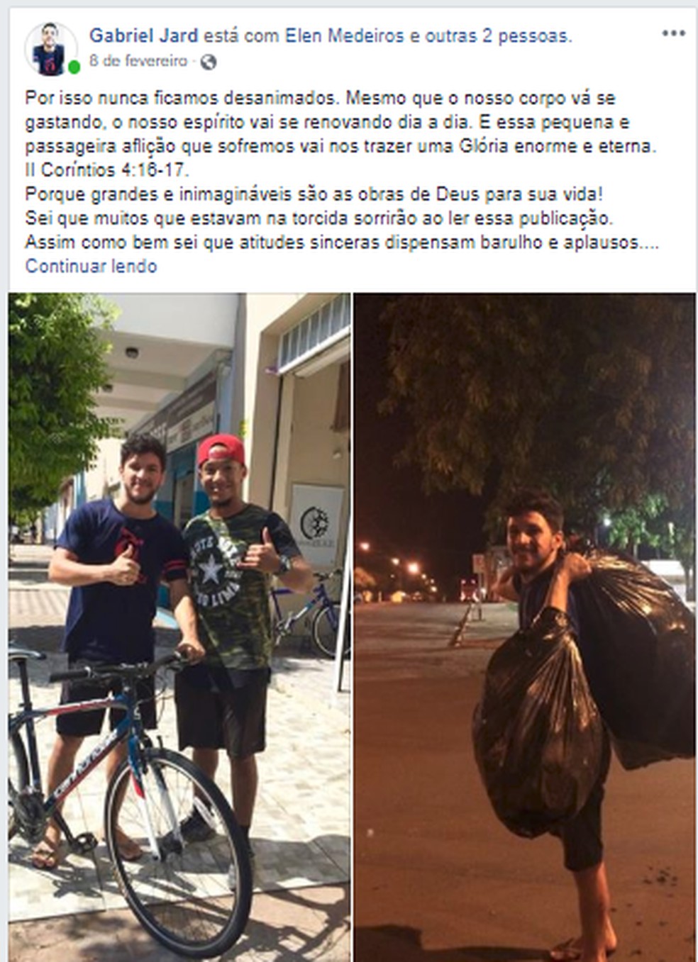 Gabriel Jard agradece apoio em rede social para juntar dinheiro e comprar computador, em Corumbá. — Foto: Facebook/Reprodução