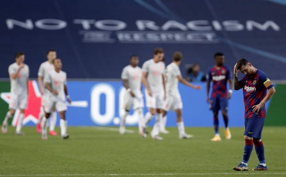 Messi na derrota de 8 a 2 do Barcelona para o Bayern de Munique � Foto: Manu Fernandez/EFE