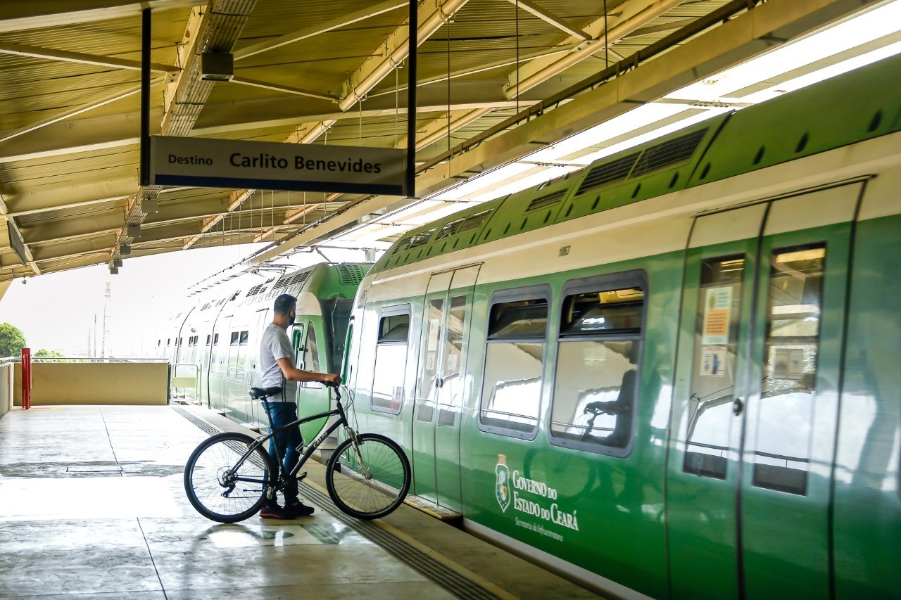 Metrofor libera acesso com bicicletas na Linha Sul do metrô de Fortaleza
