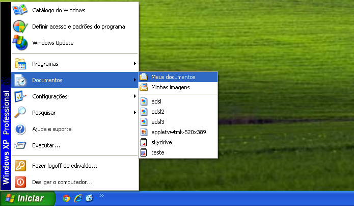 Menu Documentos no Windows XP (Foto: Reprodução/Edivaldo Brito)