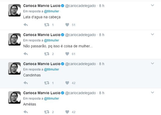 Danilo Gentilli, Carioca e Rachel Sheherazade fazem comentários machistas (Foto: Reprodução/Twitter)