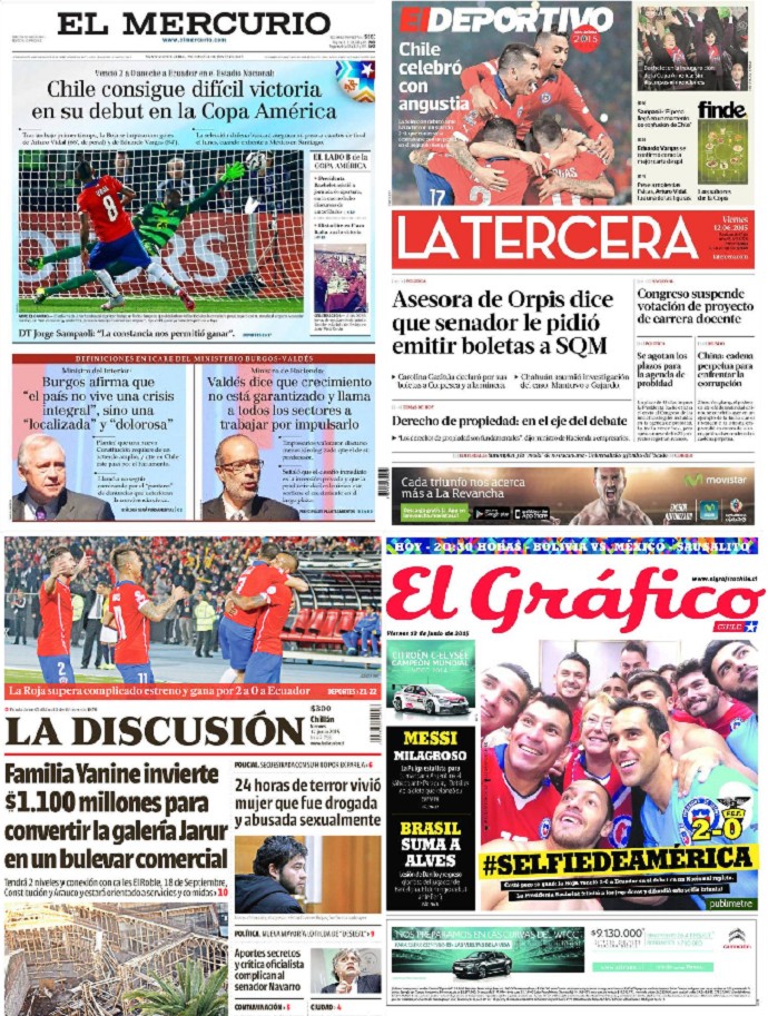Capas jornais Chile (Foto: Reprodução)