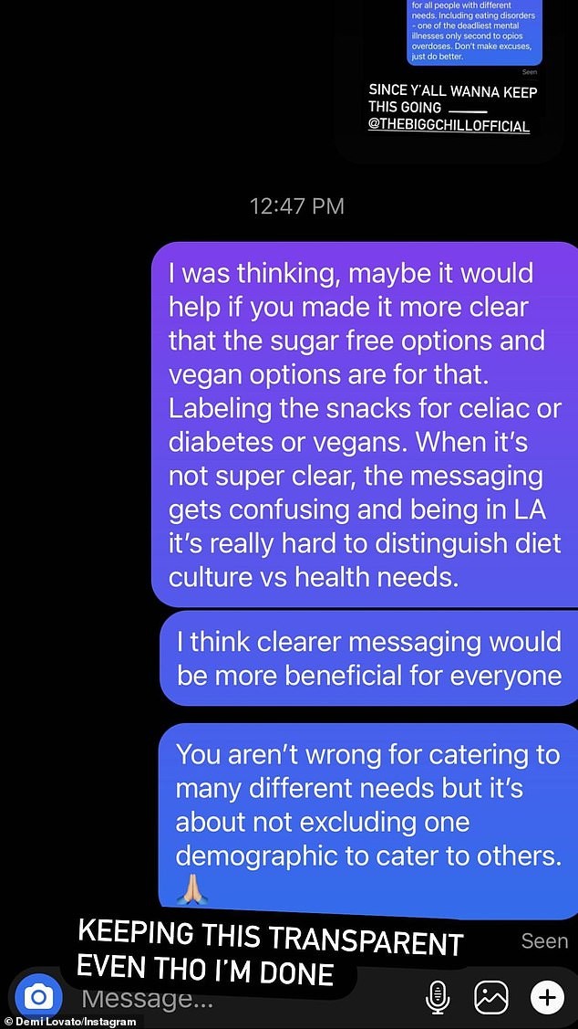 Demi Lovato entra em discussão nas redes com loja de iogurte por excesso de produtos para dieta (Foto: Instagram)