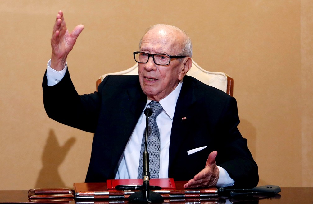  Beji Caid Essebsi, presidente da TunÃ­sia que faleceu aos 92, em uma imagem de 2018 â€” Foto: Zoubeir Souissi/Reuters