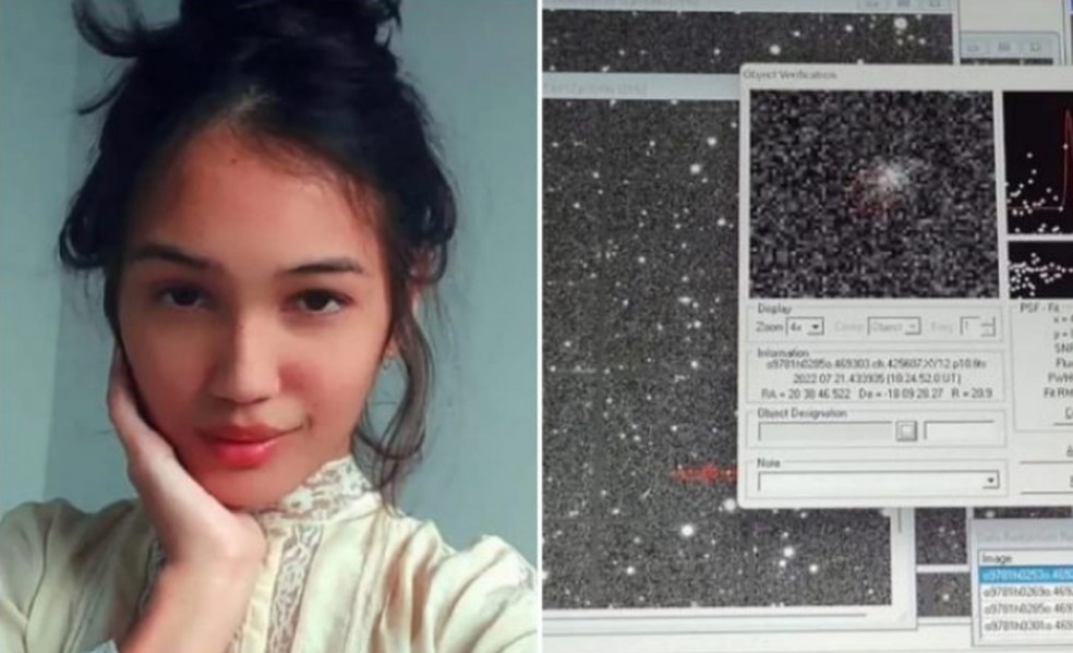 A estudante ingressou no programa de monitoramento da NASA, conhecido como “Caça-Asteroides”. — Foto: Divulgação