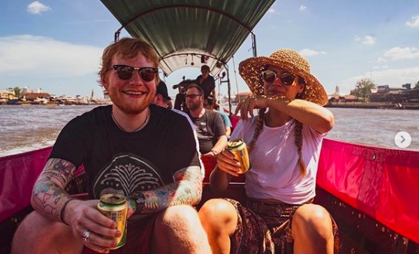 O músico Ed Sheeran com a esposa (Foto: Instagram)
