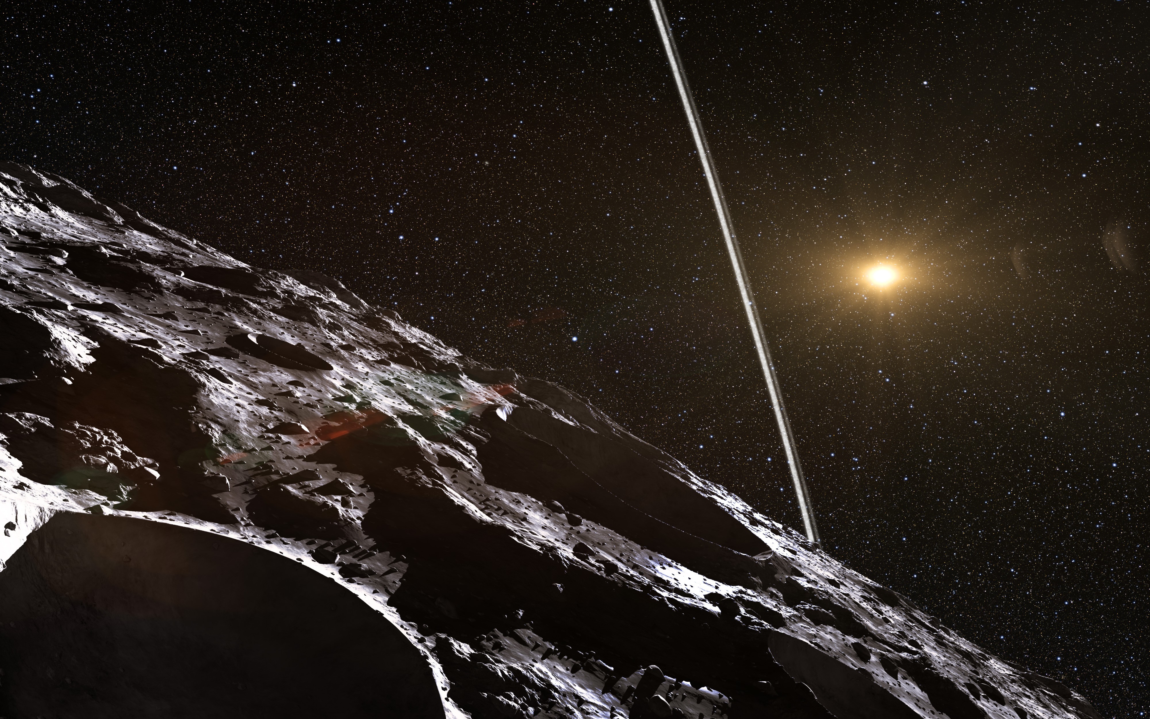 Concepção artística de Chariklo - o asteroide envolto por um sistema de anéis (Foto: ESO/L. Calçada/Nick Risinger)