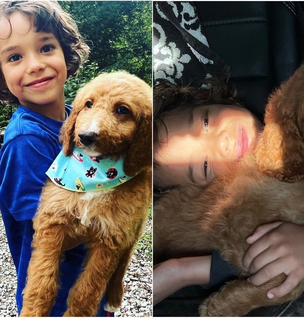 Josey Dorsey, filho de Naya Rivera, e sua cachorra, Clifford (Foto: Reprodução / Instagram)