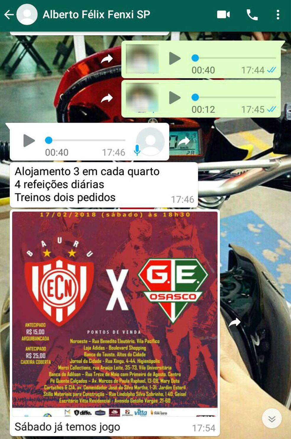 Estelionatário mandava informações sobre o clube para os jogadores (Foto: Arquivo Pessoal)