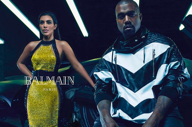 Kim Kardashian e Kanye West em campanha da Balmain (Foto: Divulgação)