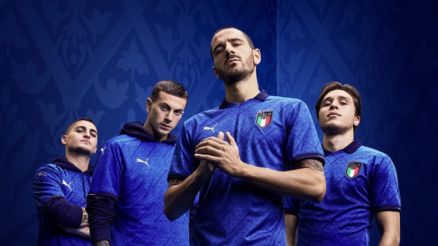 Verratti, Belotti e Bonucci no lançamento da nova camisa da seleção da Itália