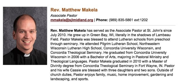 Pastor norte-americano Matthew Makela deixou igreja de Michigan após ser flagrando usando o app Grindr. (Foto: Reprodução/St. John’s Lutheran Church and School)
