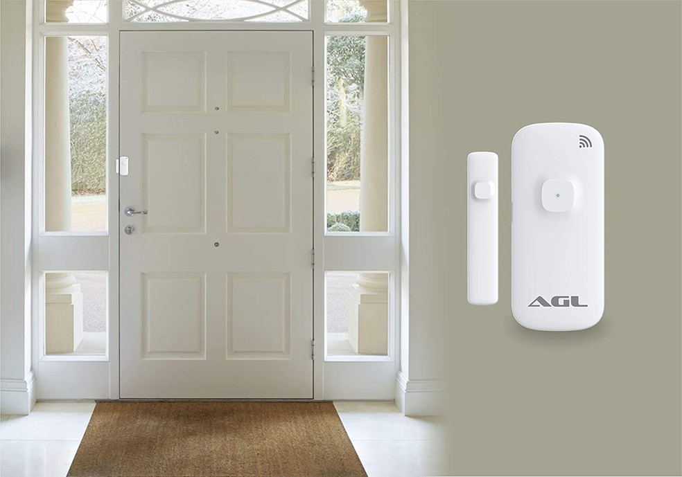 Sensor inteligente Wi-Fi da AGL avisa quando a porta ou janela estão abertas — Foto: Divulgação/AGL