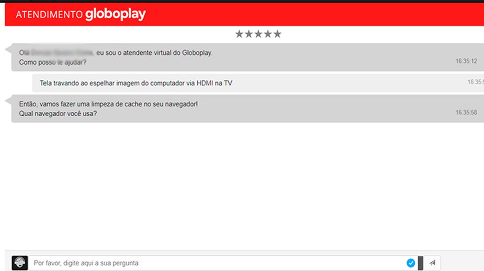 Chat do Globoplay oferece suporte online aos usuários — Foto: Reprodução/Caroline Doms