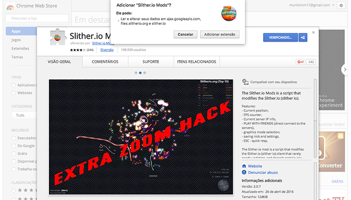 Instale o Slither.io Mod no seu Chrome (Foto: Reprodução/Murilo Molina)