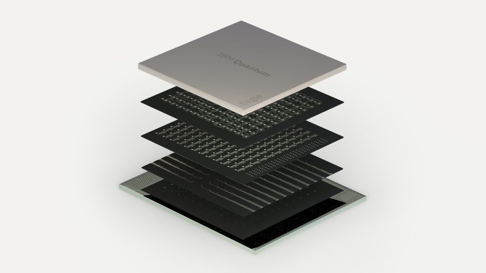 Processador quântico Eagle, da IBM (Foto: Divulgação/IBM)