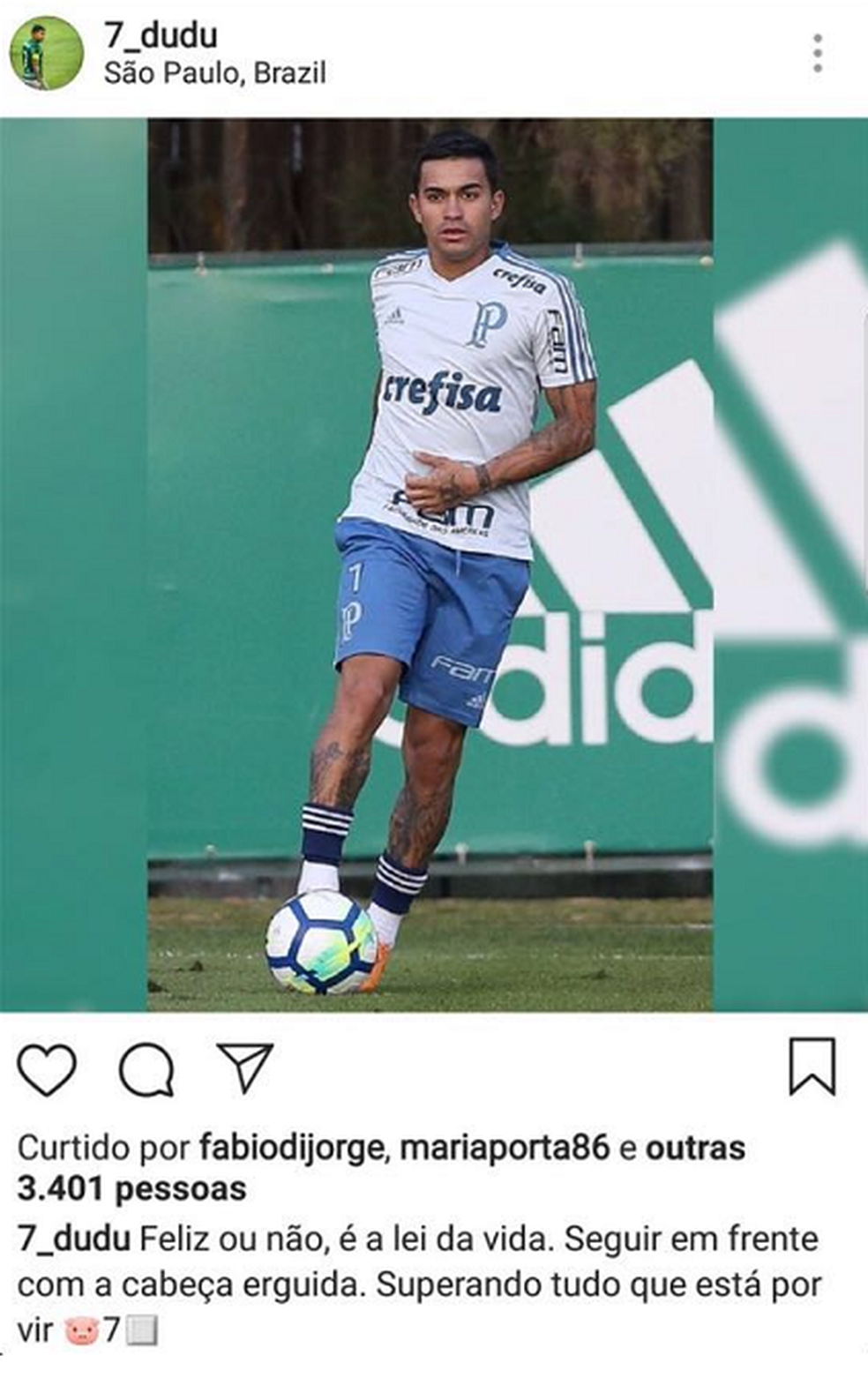Feliz Ou Nao Dudu Se Manifesta Em Rede Social Apos Palmeiras Recusar Ofertas Da China Palmeiras Ge