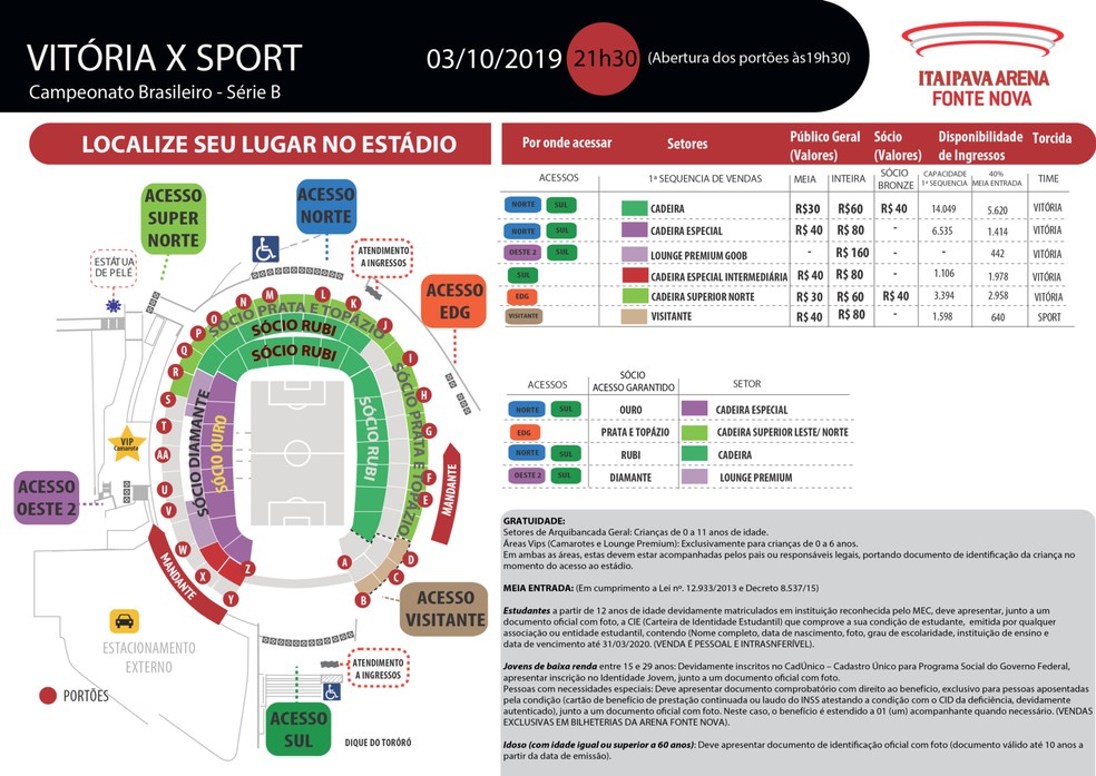 Ingressos para a partida entre Vitória e Sport estão à venda — Foto: Divulgação