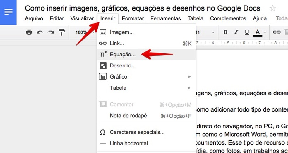 Como Inserir Imagens Graficos Equacoes E Desenhos No Google Docs Downloads Techtudo