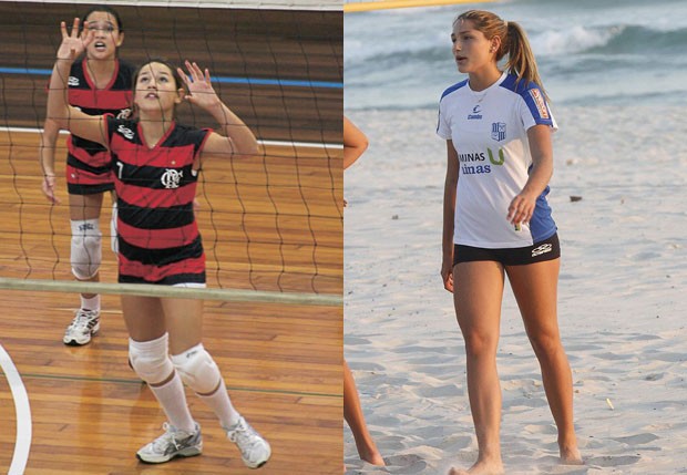 Sasha também atuou como jogadora de vôlei de 2011 a 2015 (Foto: Divulgação e Marcos Ferreira/Foto Rio News)