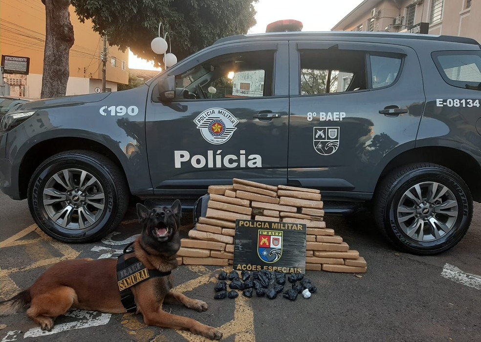 Mais de 32 kg de maconha foram apreendidos em Presidente Prudente &mdash; Foto: Pol&iacute;cia Militar