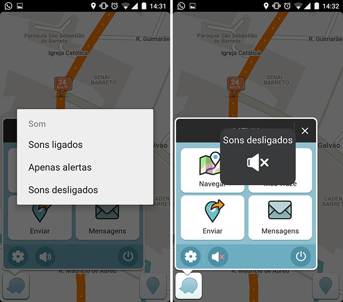 Waze para Android possui três opções diferentes de perfis de som (Foto: Reprodução/Elson de Souza)