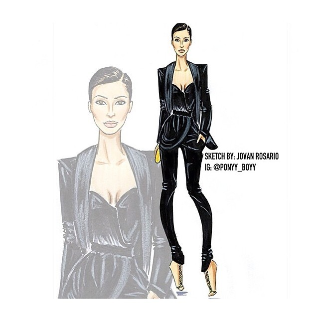 Sketch do look usado por Kim Kardashian (Foto: Reprodução/Instagram)