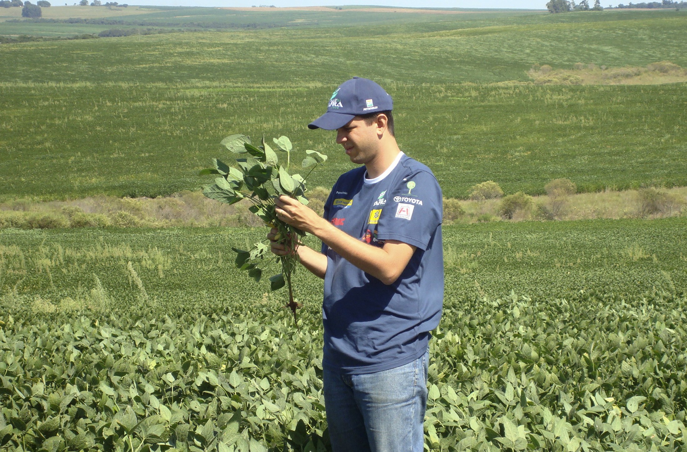 Agrônomo checa plantio de soja em Cruz Alta (RS) (Foto: Inaê Riveras/Reuters)