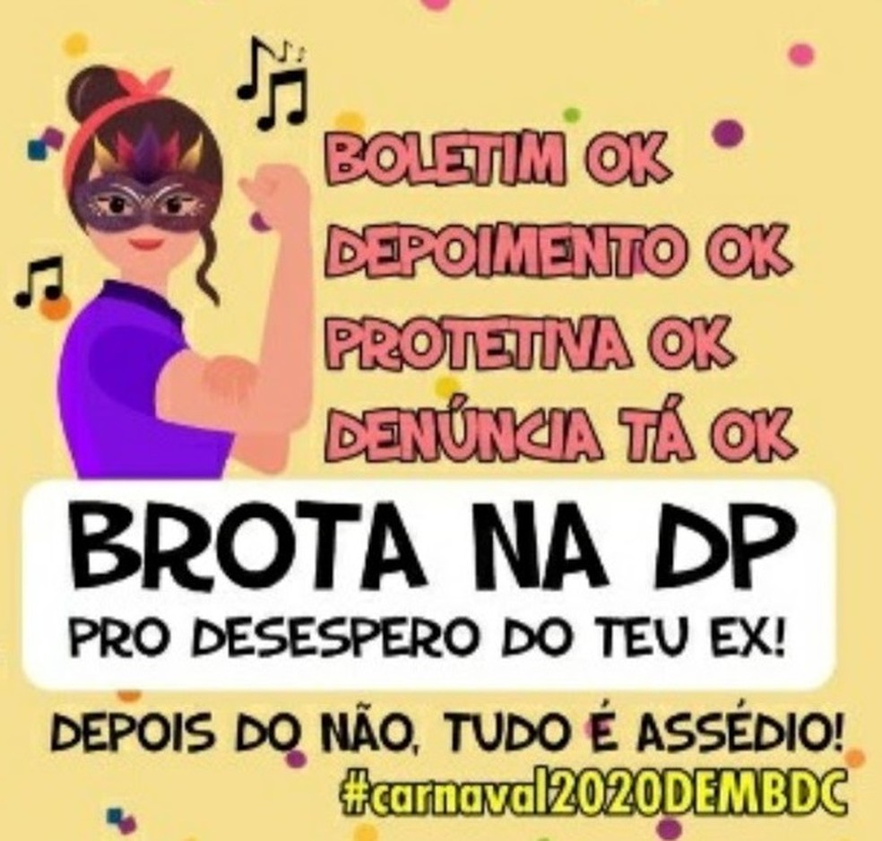 Slogan 'Brota na DP' da Delegacia da Mulher de Barra do Corda viralizou nas redes sociais — Foto: Reprodução/Redes Sociais