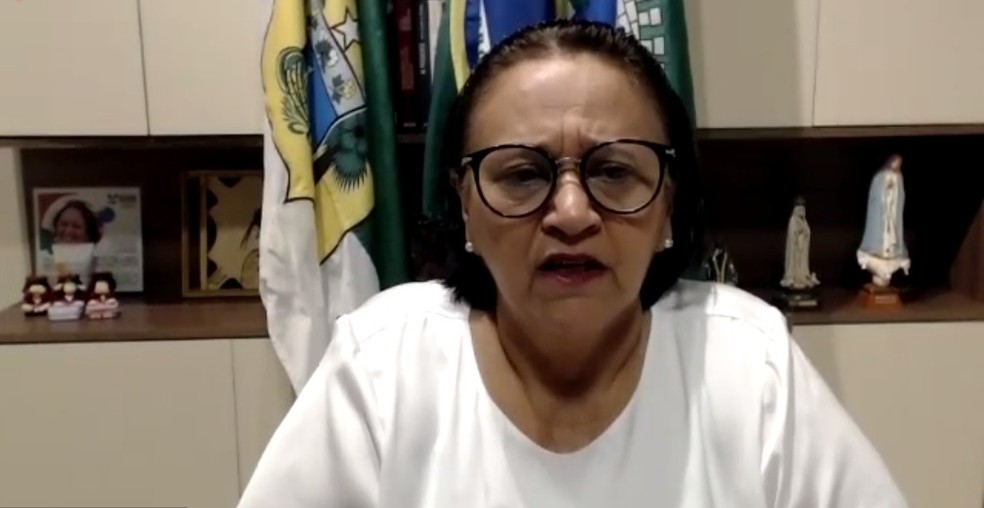 Governadora Fátima Bezerra concedeu entrevista coletiva sobre novo decreto de enfrentamento à Covid-19 — Foto: Reprodução