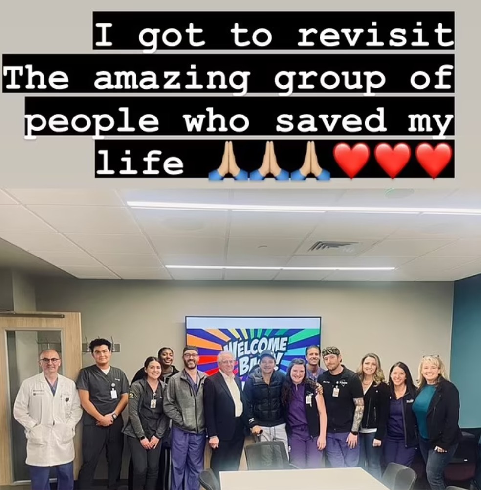 Jeremy Renner volta ao hospital que salvou sua vida — Foto: Reprodução/Instagram