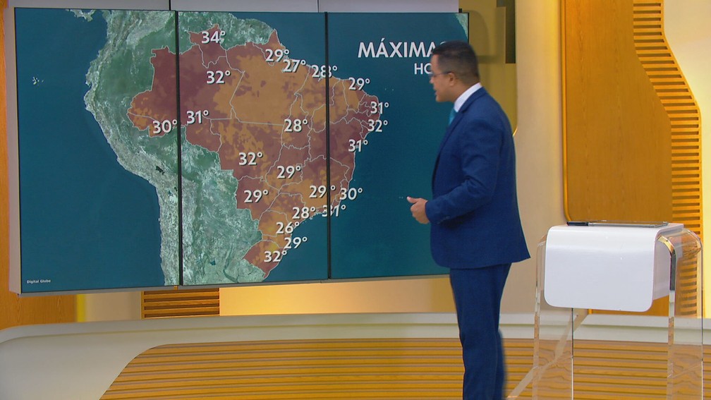 Temperaturas máximas para esta quarta-feira (15) — Foto: Reprodução TV Globo