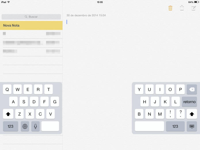 Aprenda a dividir o teclado do iPad (Foto: Helito Bijora/TechTudo)